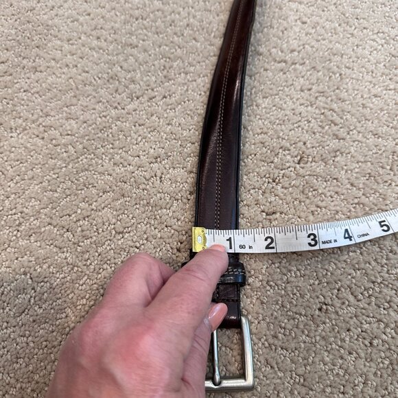 Coach Leather Belt Size 36 Classic Dark Brown Contrast Stitch Nickel Hardware - Picture 9 of 12